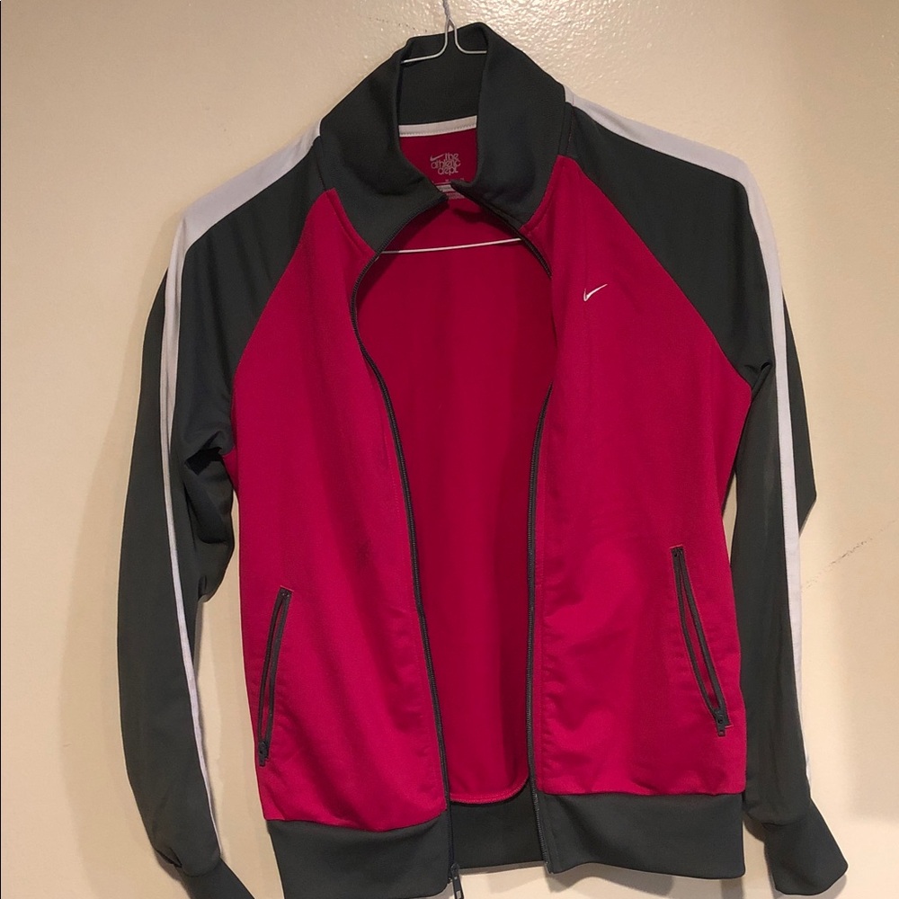 Nike Women's Red and Gray Bomber Jacket